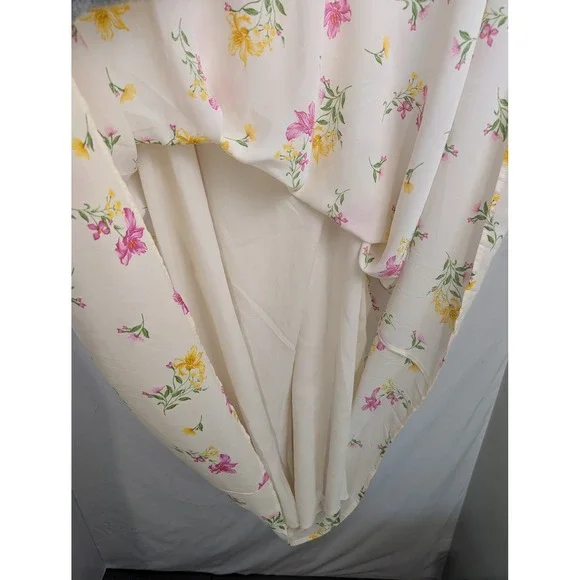 Floral Tiered Halter Maxi Dress Size XXL Pink Cream Pockets Boho Romantic Lined - Picture 5 of 11